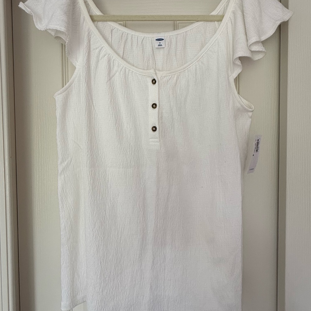 Old Navy White Ruffle Sleeve Top